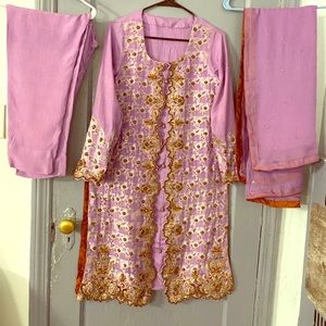 Purple and copper 3 piece shalwar kameez